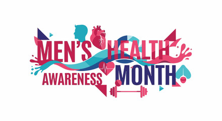 Mens Health Awareness Month typography in colorful abstract illustration for social media campaign © pikkasbun