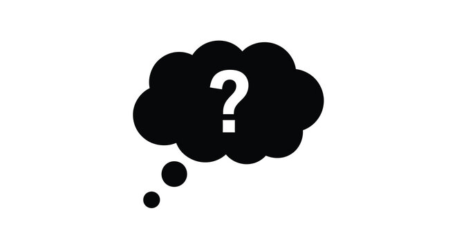 thought bubble with question mark black silhouette on white background high quality professional detailed modern elegant stylish clean crisp vibrant