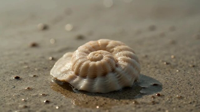 Nautilus Shell on Sandy Beach.