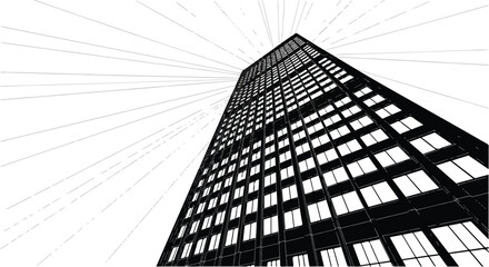 Fototapeta premium Modern Skyscraper Building Architecture Illustration Vector Design