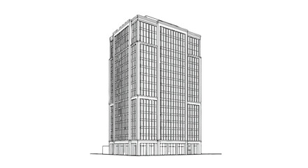 Fototapeta premium Modern Skyscraper Office Building Exterior Architecture Vector Illustration