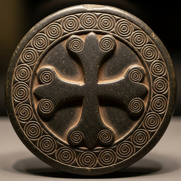 Cahokia stone pendant with cross design isolated on transparent background