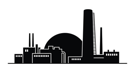 Obraz premium industrial facility silhouette with smokestacks and dome structure high quality professional detailed modern elegant stylish clean crisp vibrant colorful digital