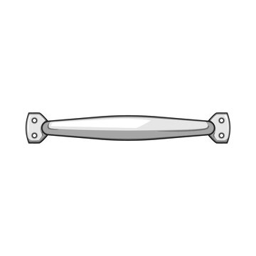 Silver metal pull handle illustration for drawers or cabinets, isolated against white, modern chrome finish for furniture, kitchen, office or bedroom hardware and fittings, minimal design