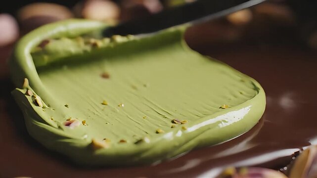 Pistachio Cream Spread Texture Macro Footage