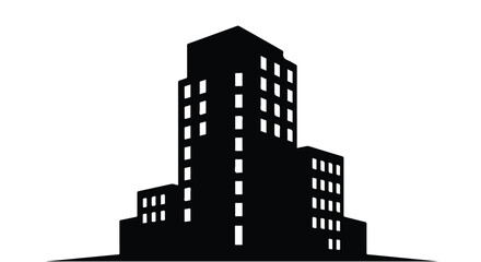 Naklejka premium Modern skyscraper building silhouette vector illustration for business