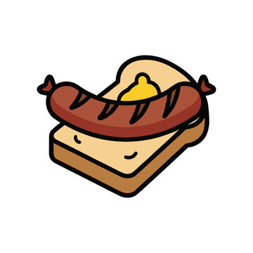 Sausage Sizzle icon logo flat vector design