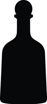 Elegant champagne bottle silhouette a minimalist black and white representation