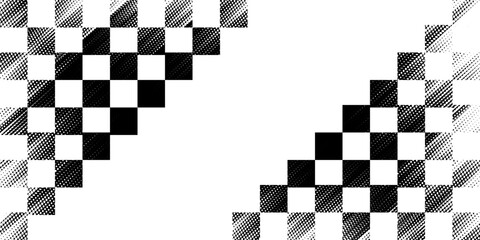 Race flag grunge background, car rally or motocross finish flag with vector checker pattern. © Alfin