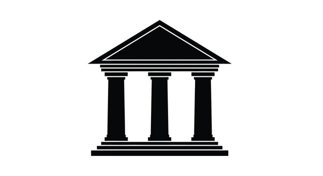 classical building silhouette with columns and triangular pediment on white background high quality professional detailed modern elegant stylish clean crisp