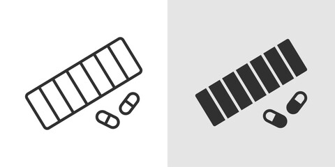 Pill Organizer Icon representing medication management, daily dosage planning, and organized storage of medicines for better health adherence. © Charles
