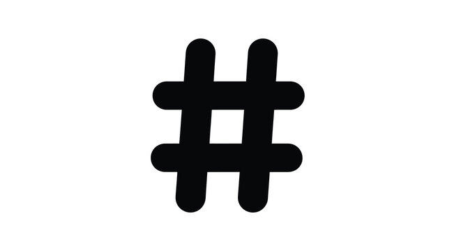 hashtag symbol in bold black on white background high quality professional detailed modern elegant stylish clean crisp vibrant colorful digital