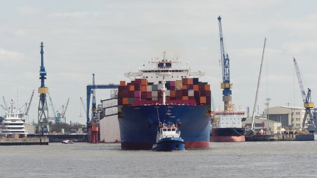 Container ship in port