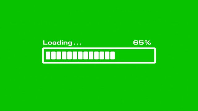 White progress bar loading battery, data, software or downloading information. Background  chromakey, green screen, cut out. Internet download, status, mobile device, data storage, energy level.