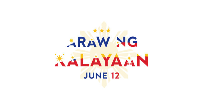 Araw ng Kalayaan Philippines Independence Day June 12 with Sun and Stars