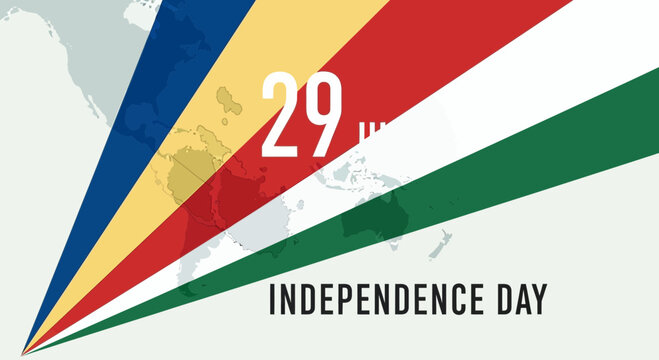 Seychelles Independence Day Celebration with National Flag Colors and World Map