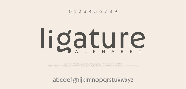 Ligature, Stylish elegant vector composite font serif. set of letters English alphabet. uppercase letters, lowercase letters and numbers 