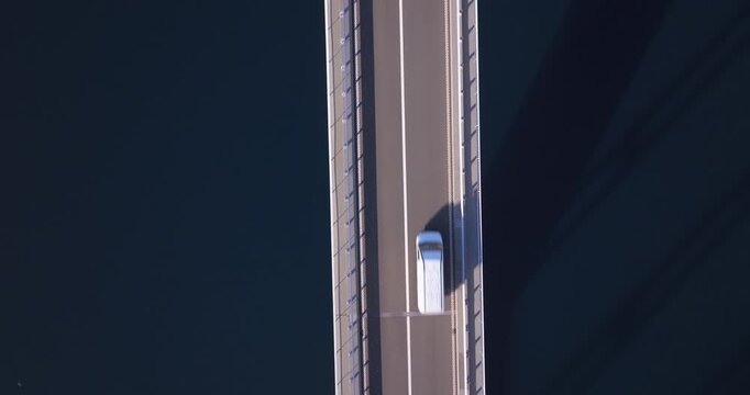 Aerial view of Krk Bridge connecting mainland and Krk Island, Croatia
