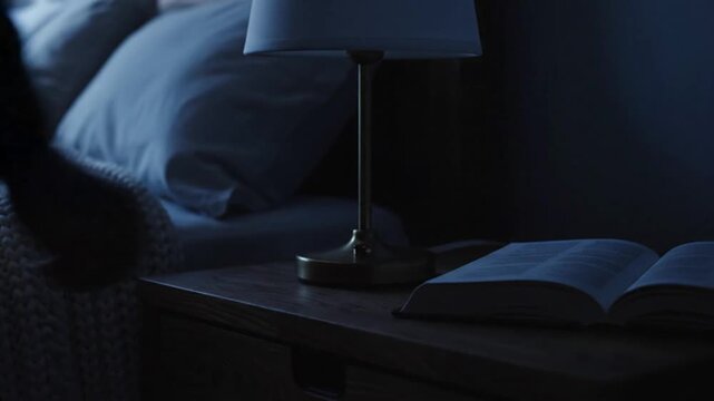 Person turning off bedside lamp.