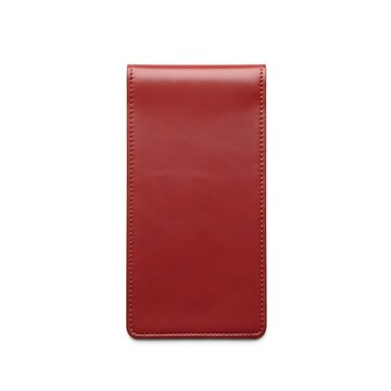 Red leather checkbook cover isolated on white background