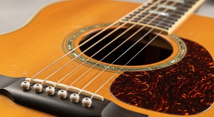 Obraz premium Acoustic guitar close up