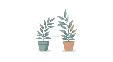 Fototapeta premium Potted plants, houseplants, leafy greens, vector illustrations, green and orange foliage