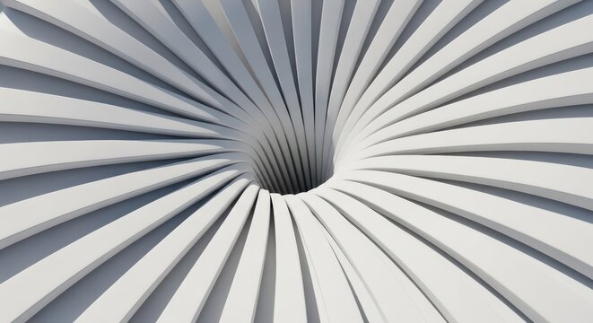 Closeup of white spiral tunnel with radiating lines converging to center