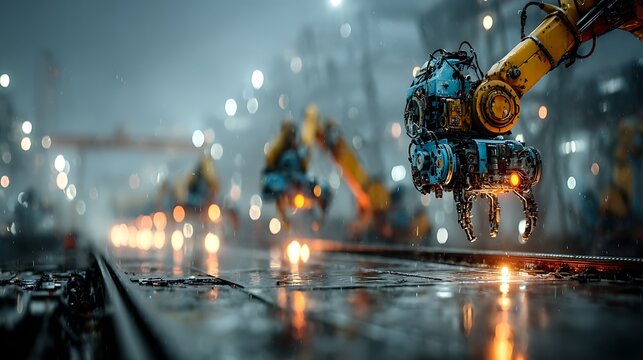 Industry 4 concept futuristic manufacturing plant interior wallpapers