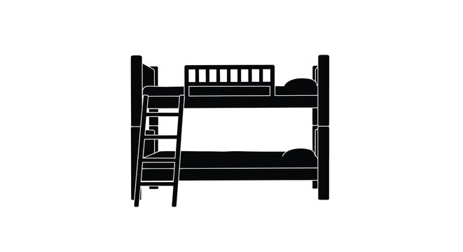 bunk bed silhouette with ladder and pillows on white background high quality professional detailed modern elegant stylish clean crisp vibrant