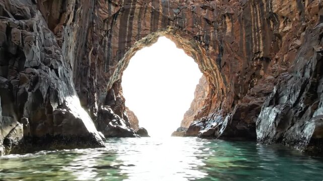 Natural stone arch over water, coastal scenery