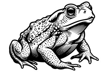 Fototapeta premium A detailed illustration of a sitting frog with big eyes and spotted skin on its legs and body
