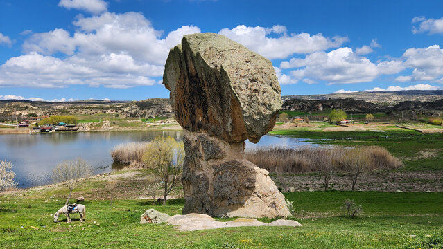Beautiful fairy chimneys by the side of Emre Lake, located between D&ouml;ğer town and Bayramaliler village in the İhsaniye district of Afyonkarahisar, Turkey, is considered the natural gem of the Phrygian