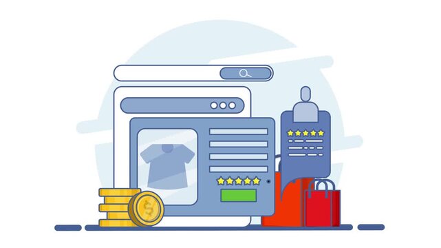 Online shopping interface with payment processing and delivery