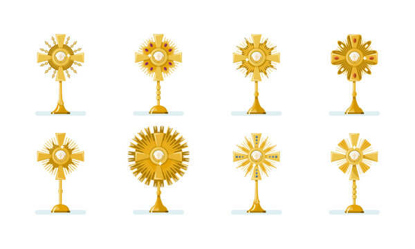 Corpus Christi monstrances set of catholic mass blessed sacrament