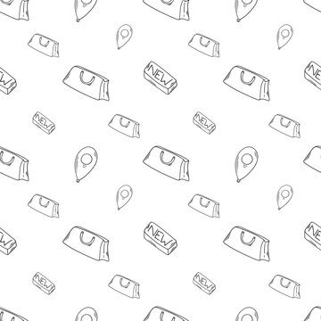 shopping pattern. online shopping seamless pattern. doodle digital shopping seamless pattern background