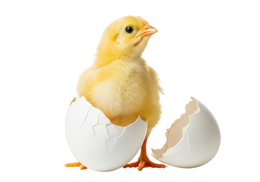 Newly hatched chick emerging from its eggshell