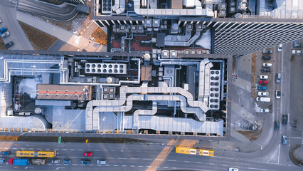 Naklejka premium High-rise building rooftop cooling ventilation units