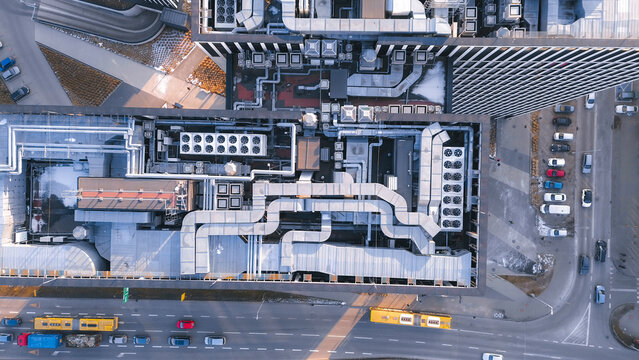 High-rise building rooftop cooling ventilation units