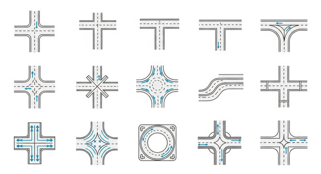 Collection of various road intersection and junction designs.