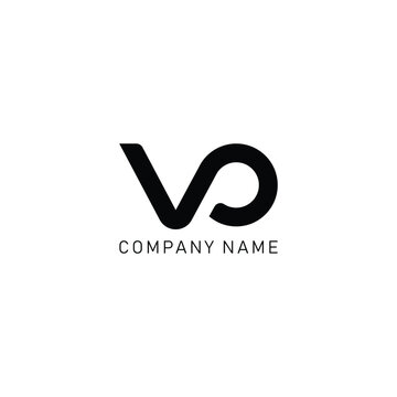 VO Minimalist Logo Design,  Letter VO, OV ,  Black  Color Abstract letter icon VO logo. V O,  