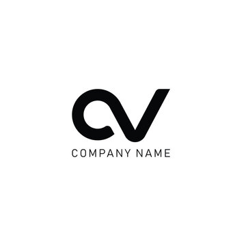 OV Minimalist Logo Design,  Letter OV, VO ,  Black  Color Abstract letter icon OV logo. O V,  