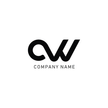 OW Minimalist Logo Design,  Letter OW, WO ,  Black  Color Abstract letter icon OW logo. O W,  CW LOGO, CW LETTER, C AND W