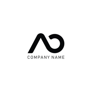 AO Minimalist Logo Design,  Letter AO, OA ,  Black  Color Abstract letter icon AO logo. A O,  