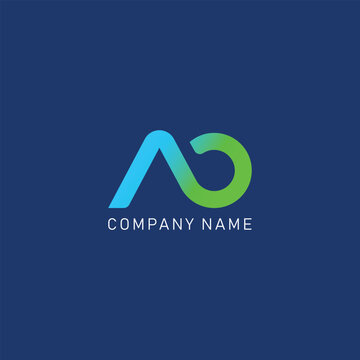 AO Minimalist Logo Design,  Letter AO, OA ,  Black  Color Abstract letter icon AO logo. A O,  