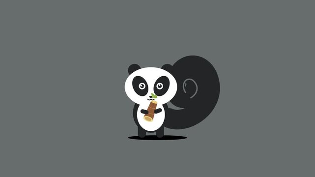 Cartoon panda bear with vinyl record.