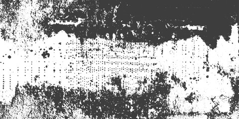Naklejka premium Abstract Black and White Grunge Texture Background with Distressed Grain and Halftone Overlay Vector Illustration