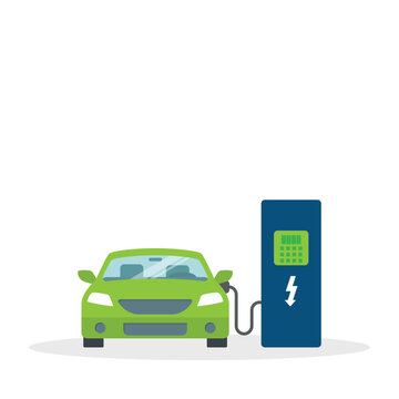 Electric Car Charging Station Concept Green Vehicle Energy Eco Transportation Future