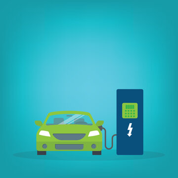 Electric Car Charging Station Concept Green Vehicle Energy Eco Transportation Future