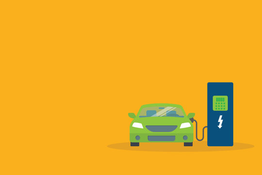 Electric Car Charging Station Concept Green Vehicle Energy Eco Transportation Future