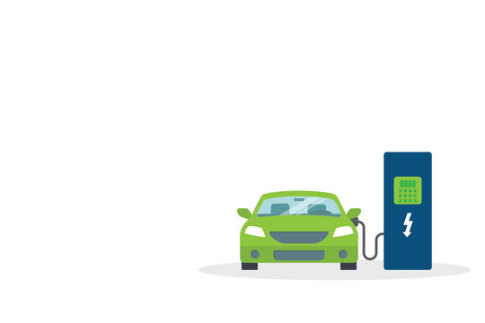 Electric Car Charging Station Concept Green Vehicle Energy Eco Transportation Future